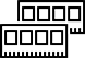 black and white line icon of two RAM sticks, representing system memory