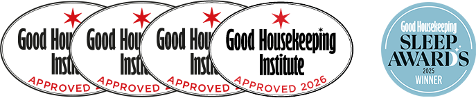 Good Housekeeping Approved badges, one marked 2026.