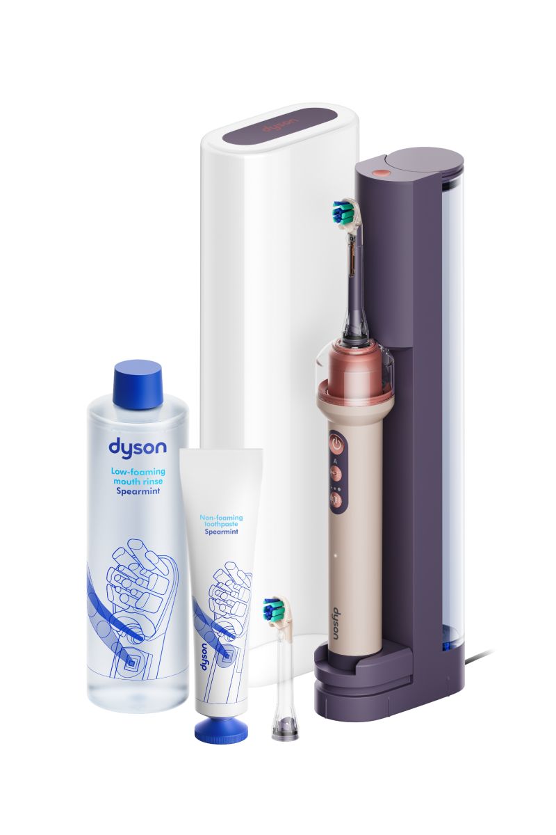 Dyson CameraJet electric toothbrush with flosser in Ceramic Pink