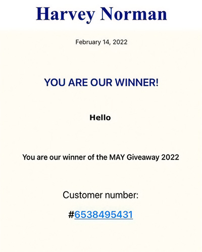 Scam alert example.